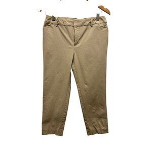 Charter Club Petite Port Hope Womens 6P Tan Cotton Blend Capri Pants With Button